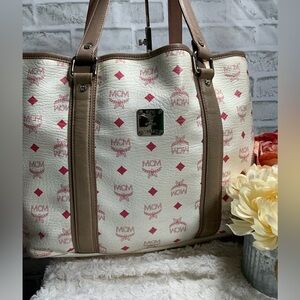 MCM Cream and Pink Tote Bag